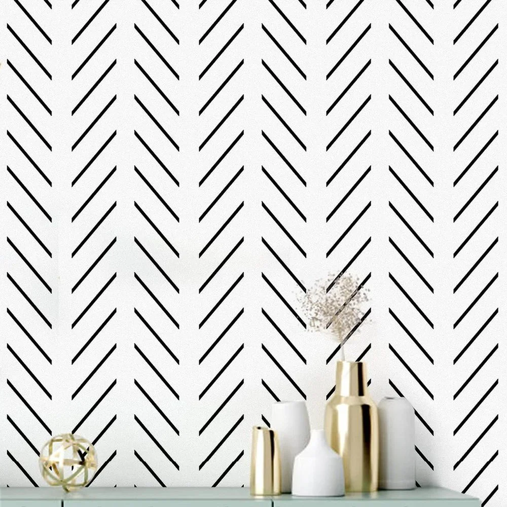 Black and White‎ Peel and Stick Wallpaper Modern Herringbone Contact Paper